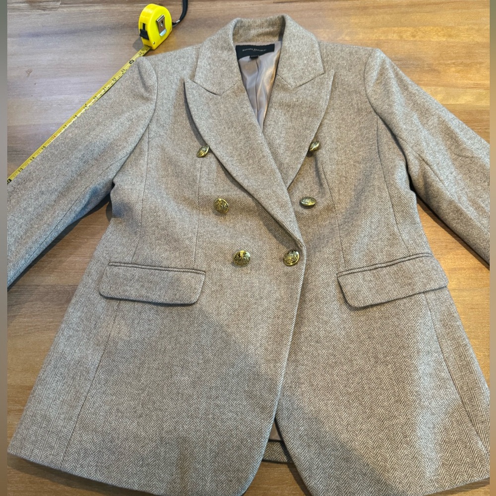 NWOT Banana Republic Size 6 Women’s Brown/Beige Tweed Blazer with Gold Buttons